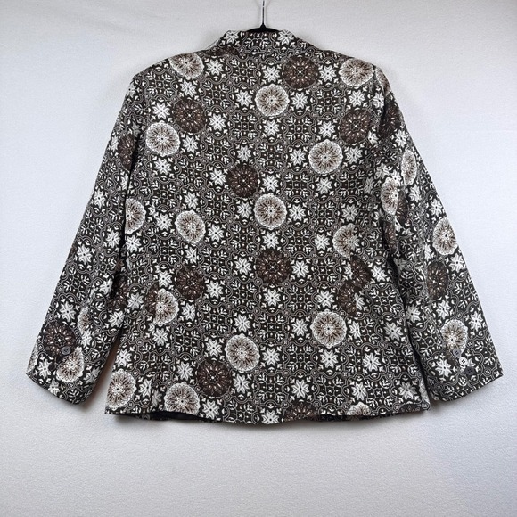 Vintage Bob Mackie Studio Women Sz 12 Brown Floral Retro Boho Silk Blazer Jacket - Picture 4 of 7